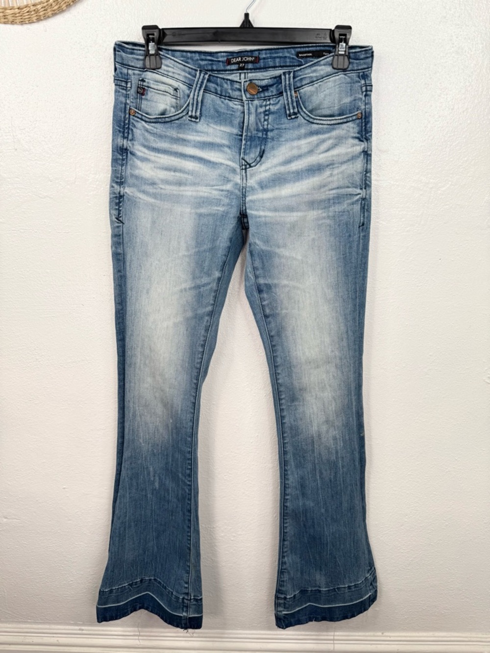 Dear John Size 27 Backstage Flare Jeans Light Wash Stretch Denim Inseam 32 Blue